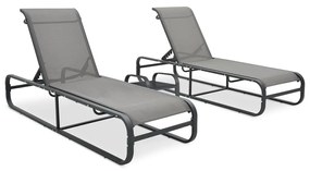 vidaXL Ξαπλώστρες 2 τεμ. από Textilene / Αλουμίνιο με Τραπέζι