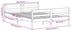 Σκελετός Κρεβ. Χωρίς Στρώμα Λευκό 140x200 εκ Μασίφ Πεύκο - Λευκό