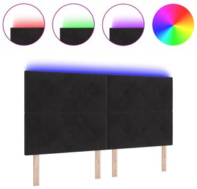 vidaXL LED Κεφαλάρι Μαύρο 90 εκ Βελούδο