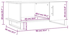 Τραπεζάκι Σαλονιού Γκρι Σκυρ. 90x50x40 εκ. Επεξεργασμένο Ξύλο - Γκρι