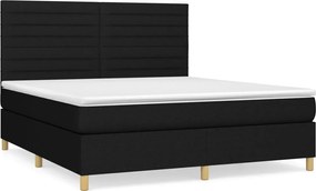 vidaXL Κρεβάτι Boxspring με Στρώμα Μαύρο 180x200 εκ. Υφασμάτινο