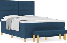 κρεβάτι Box Spring vidaXL με στρώμα και πάγκο Μπλε 160x200 εκ. Υφασμάτινο