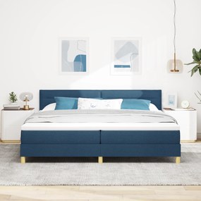 vidaXL Κρεβάτι με Στρώμα Μπλε 200x200 εκ. Ύφασμα