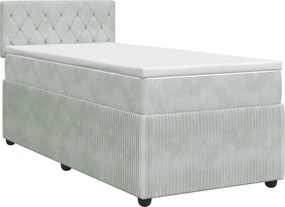 vidaXL Κρεβάτι box spring με στρώμα Ανοιχτό γκρι 80 x 200 cm Βελούδο