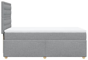 Κρεβάτι Boxspring με Στρώμα Ανοιχτό Γκρι 90x200 εκ. Υφασμάτινο - Γκρι