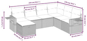 vidaXL Καναπές Σετ 7 Τεμαχίων Μαύρο Συνθετικό Ρατάν με Μαξιλάρια