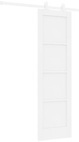 vidaXL Συρόμενη Πόρτα  με Σετ Εξαρτημάτων Λευκή 61x198,5 εκ Συμπαγές Ξύλο Πεύκης