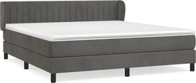 vidaXL Κρεβάτι Boxspring με Στρώμα Σκούρο Γκρι 180x200 εκ. Βελούδινο