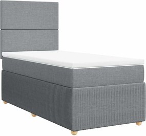 vidaXL Κρεβάτι Boxspring με Στρώμα Ανοιχτό Γκρι 100x200 εκ. Υφασμάτινο