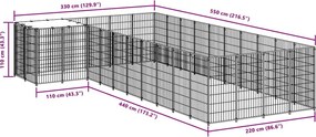 vidaXL Σπιτάκι Σκύλου Μαύρο 13,31 μ² Ατσάλινο