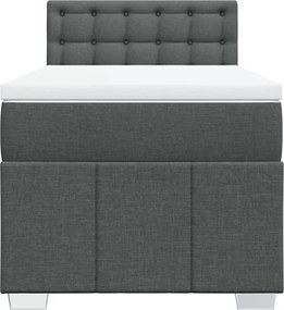 vidaXL Κρεβάτι Boxspring με Στρώμα Σκούρο Γκρι 90x200 εκ. Υφασμάτινο