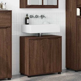 vidaXL Ντουλάπα νιπτήρα μπάνιου με ράφι Καφέ δρυς 60 x 30 x 60 cm