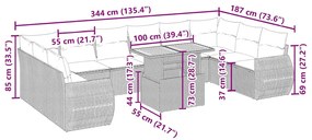 vidaXL Σαλόνι Κήπου Σετ 11 τεμ. Μπεζ Συνθετικό Ρατάν με Μαξιλάρια