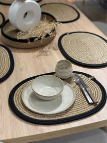 Stewehome Σετ 7 τεμαχίων οβάλ σουπλά και καλάθι από γιούτα 41x31 cm