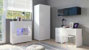 Σετ επίπλων Providence B156, 200x52cm, 143 kg, Γυαλιστερό μαύρο, Γυαλιστερό λευκό, Επεξεργασμένο γυαλί, Πλαστικοποιημένη μοριοσανίδα, Στυλ: Μοντέρνο