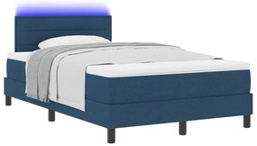 vidaXL Κρεβάτι με Στρώμα & LED Μπλε 120x200 εκ Ύφασμα