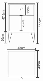Κομοδίνο ArteLibre AMARI Ανθρακί/Λευκό Μοριοσανίδα 43x43x67.5cm