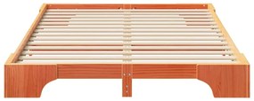 vidaXL Κρεβάτι δαπέδου με αποθήκευση Καφέ 140 x 210 cm ξύλο