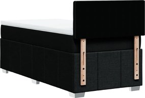 vidaXL Κρεβάτι Boxspring με Στρώμα Μαύρο 90x190 εκ.Υφασμάτινο