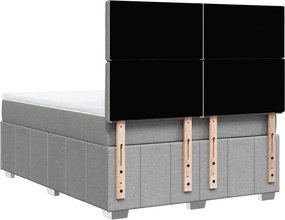 vidaXL Κρεβάτι Boxspring με Στρώμα Ανοιχτό Γκρι 140x190 εκ. Υφασμάτινο