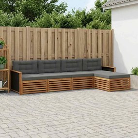 vidaXL Σειρά Καναπέ Εξωτερικού 5 pcs Φυσικό και Ανθρακί Πολυεστέρας