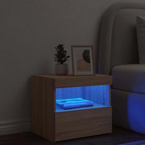 vidaXL Κομοδίνο με Φώτα LED Sonoma Δρυς 50 x 40 x 45 εκ.