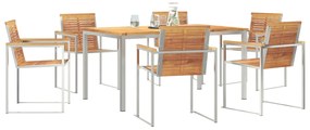 vidaXL Σετ Τραπεζαρίας Κήπου 7 κομματιών  από Μασίφ Ξύλο Teak
