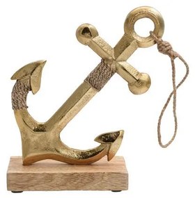 Διακοσμητικό Anchor 756 Fylliana Αλουμινίου με Ξύλινη Βάση Χρυσό χρώμα 16x6x20εκ
