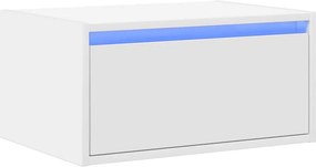 vidaXL Κομοδίνο Επιτοίχιο με Φώτα LED Λευκό