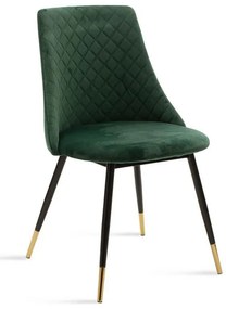 Καρέκλα Giselle βελούδο σκούρο πράσινο-μαύρο χρυσό πόδι 51x52x82 εκ.
