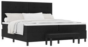 vidaXL Κρεβάτι με Βάση Στρώματος & Πάγκο Μαύρο 200x200 εκ. Υφάσματος