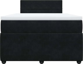 vidaXL Κρεβάτι Boxspring με Στρώμα Μαύρο 120x190 εκ. Βελούδινο