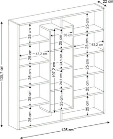 Βιβλιοθήκη Ample Megapap χρώμα λευκό 125x22x135,7εκ.