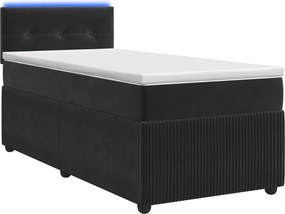 vidaXL Κρεβάτι box spring με στρώμα Μαύρο 90 x 200 cm Βελούδο