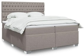 vidaXL Κρεβάτι Boxspring με Στρώμα Taupe 200x200 εκ. Υφασμάτινο