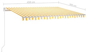 Τέντα Αυτόματη με LED &amp; Αισθητήρα Ανέμου Κίτρινο/Λευκό 4,5x3 μ. - Κίτρινο