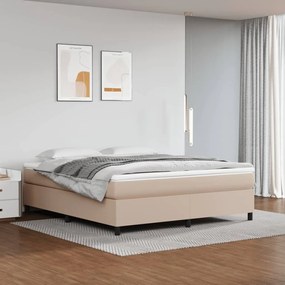 Κρεβάτι Boxspring με Στρώμα Καπουτσίνο 160x200εκ.από Συνθ.Δέρμα - Καφέ