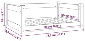 Κρεβάτι Σκύλου άσπρο 75,5x55,5x28 εκ. από Μασίφ Ξύλο Πεύκου 821453