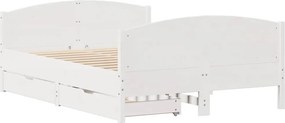 vidaXL Σκελετός Κρεβ. Χωρίς Στρώμα Λευκό 140x200 εκ Μασίφ Πεύκο