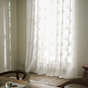 Κουρτίνα Leaf 532/05 AW24 Με Τρουκς Off White Gofis Home 140X280 140x280cm Πολυέστερ