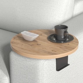 Βοηθητικό τραπεζάκι Linea pakoworld σε sonoma απόχρωση με μαύρα μεταλλικά πόδια Φ35,5x5εκ - 120-000593