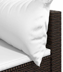 vidaXL Καναπέδες Κήπου Γωνιακοί με Μαξιλάρια 2 τεμ. Καφέ Συνθ. Ρατάν