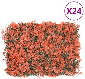 vidaXL Φράχτης 24 τεμ. Αν. Κόκκινο 40x60 εκ. Τεχνητά Φύλλα Σφενδάμου