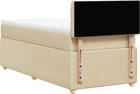 vidaXL Κρεβάτι Boxspring με Στρώμα Κρεμ 100 x 200 εκ. Υφασμάτινο