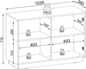 Μπουφές Imperial-Leuko - 103.50Χ39.00Χ71.40cm