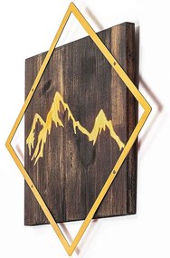Διακοσμητικό Τοίχου Mountain 899SKL2257 54x54cm Walnut-Gold Wallity Μέταλλο,Ξύλο