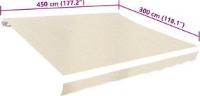 vidaXL Τεντόπανο Κρεμ 4,5 x 3 μ. από Καραβόπανο