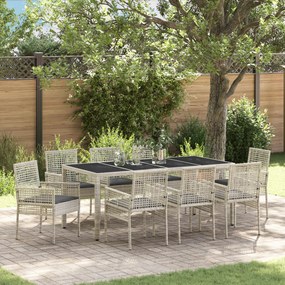 vidaXL Σέτ φαγητού για κήπο 9 pcs Ανοιχτό γκρι 190 x 90 x 75 cm