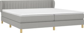 vidaXL Κρεβάτι Boxspring με Στρώμα Ανοιχτό Γκρι 200x200 εκ. Υφασμάτινο
