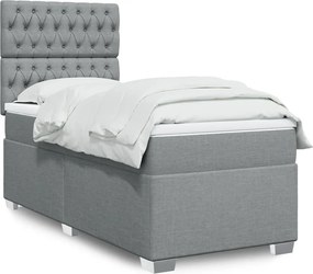 vidaXL Κρεβάτι Boxspring με Στρώμα Ανοιχτό Γκρι 90x200 εκ. Υφασμάτινο